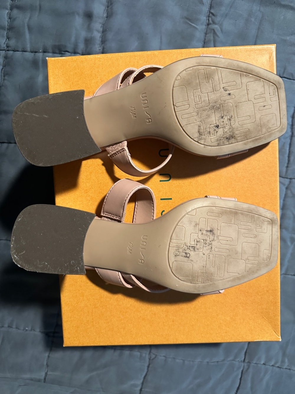 Unisa Blush Pink Strappy Square-Toe Slide Mules size 7.5 - Picture 5 of 5